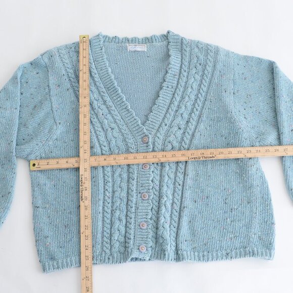 Vintage Maggie Lawrence Sport Cable Knit Blue Button Up Cardigan Sweater XL - Picture 4 of 10